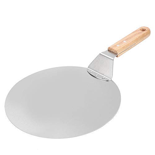 Stainless Steel Round Pizza Shovel with Wooden Handle Pastry Cake Baking Tool for Home Kitchen Cake Shops Dessert Shops