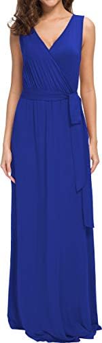 POKWAI Women Sleeveless Maxi Dress Casual Long Dresses Beach Dresses Bohemian Printed Dresses