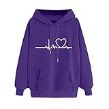 Womens Casual Hoodie Heart Graphics Long Sleeve