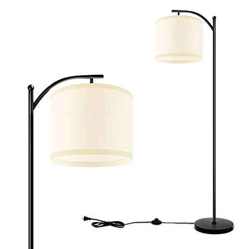 DORESshop-Floor-Lamp-for-Living-Room-with-Lamp-Shade-and-6W-ST64-LED-Bulb-Reading-Modern-Standing-Lamp-with-Arc-Hanging-Shade-Floor-Lamps-for-Bedrooms-Black