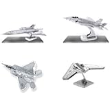 Set of 4 Metal Earth 3D Laser Cut Lockheed Martin Plane Models: F-35 Lightning - F-22 Raptor - RQ-170 Sentinel - SR-71 Blackbird