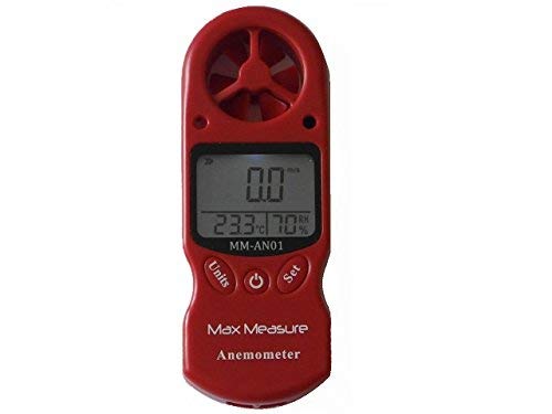 Max Measure Anemometer/Wind Speed Meter with Relative Humidity Measurement & Calibration Function inc. Case & Lanyard (Red)