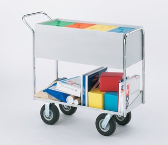 Charnstrom Long Solid Metal Mail Cart with 8-Inch Tires (B253)