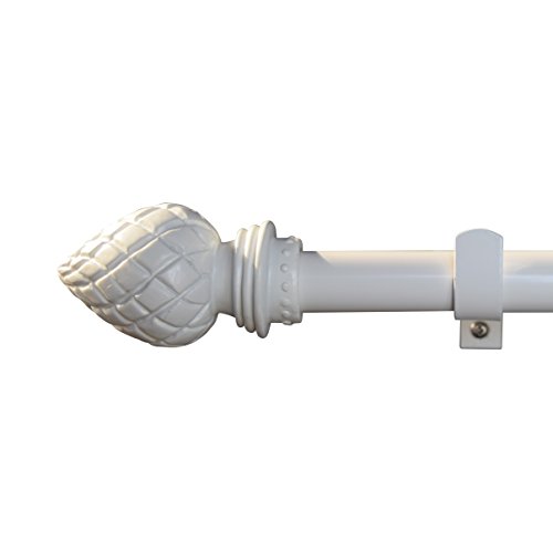gbHome GH-6754WB Sublime Meridian Curtain Rod, 72-144 in Adjustable Length, 1 inch Rod, White, For Heavy Curtains, Metal Window Treatment, Hanging Drapery Rod W/ Extending Pole, 6-12 Feet
