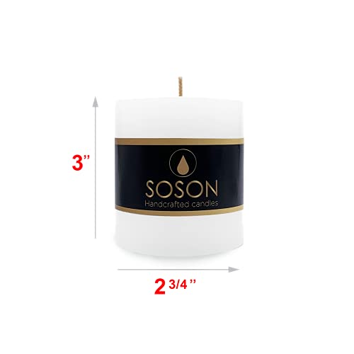 Simply Soson Smooth 2.75x3 White Candles Pillar Candles for Home