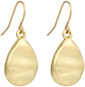 Womens Alloy Hammered Hoop Tear Drop Dangling Earrings Gold XFCT17