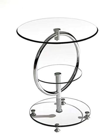 WGYDREAM End Side Tables, Sofa Table, Tempered Glass Round Couch Table, Simple Metal 3 Tier Coffee Corner Table, Household Reading Telephone Table, 5057cm Snack Table