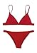 SHEKINI Women's Brazilian Bathing Suit Triangle Bikini Set Sexy V Neck Two Piece Swimsuits (Medium, Rose red)