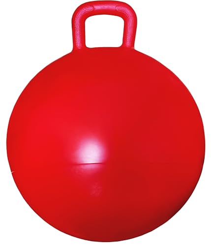 AppleRound Space Hopper Ball with Air Pump, 18in/45cm Diameter for Age 3-7, Kangaroo Bouncer, Hippity Hoppity Hop Ball for Children, Plain Color (Red)