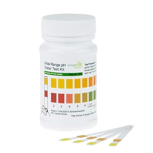 SimplexHealth Extended Range Water pH Test Strips (50 Test Strips)