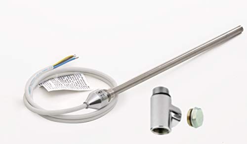 Valdern DUAL FUEL TOWEL RAIL ELECTRIC HEATING ELEMENT KIT (150W / 250W / 300W / 400W / 600W) FOR BATHROOM TOWEL RAILS AND RADIATORS WARMERS/CHROME CAP WITH T PIECE AND BLANKING PLUG (200 Watt)