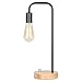 Edison Desk Lamp, Industrial Table Lamp, Wood Lamp for Nightstand, Bedside, Reading in Dorm Room, Bedroom, Office, Black