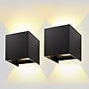 AILUKI Led-wandlamp, voor binnen en buiten, 2 stuks, 12W, 2800-3000K, warm wit, buitenverlichting, wandverlichting, LED…