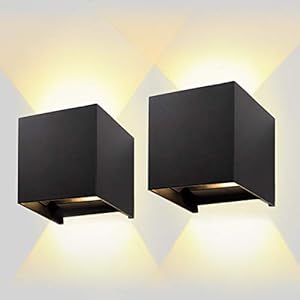 AILUKI Led-wandlamp, voor binnen en buiten, 2 stuks, 12W, 2800-3000K, warm wit, buitenverlichting, wandverlichting, LED…