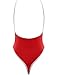 Women Deep V Neck One Piece Thong Swimsuit High Cut Backless Swimwear Monokini, Red, Medium