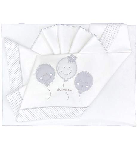 Andy & Helen Complete 3 Piece Embroidered Cot Sheet + Elastic Bottom Sheet and Pillow Case Fits Maxi Cribs, Next to Me, Side Bed