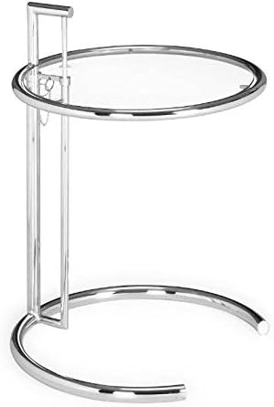 Modern Clear Glass &amp; Chrome Finish Side Table w Adjustable Height