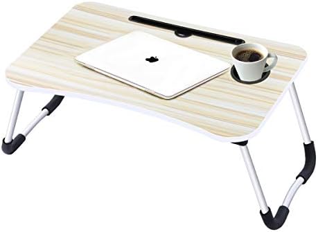 Laptop Desk,Laptop Bed Tray Table Large Foldable Laptop Notebook Stand Desk with Ipad and Cup Holder Perfect for Eating Breakfast, Reading Book, Working,Watching Movie on Bed/Couch/Sofa (Beige)
