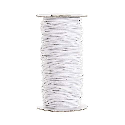 WedDecor 2MM 100M Round Elastic Cord, for Sewing Mask Elastic Band, 100 Metres DIY Soft Braided Sewing Elastic Rope, DIY Clothes Making Sewing & Knitting, Arts & Crafts, White Elastic Cord