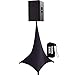 SKRIMS Super Flexible Speaker Stand Stretch Cover, Triple Sided DJ Scrim, Spandex Tripod Skirt with 3-Sides, Includes Travel Bag, Black