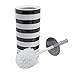 Harbour Housewares Closed Glazed Ceramic Toilet Brush & Holder Set - Metal Handle - Black Stripe
