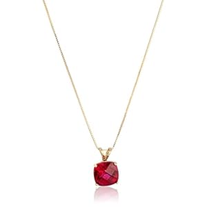 Amazon Collection 14k Gold 8mm Gemstone Pendant Necklace for Women with 18 Inch Box Chain