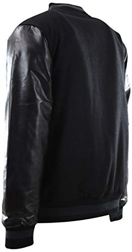 ChoiceApparel Mens Baseball Varsity Jacket with Detachable Hoodie (M, 119-Black/Black)