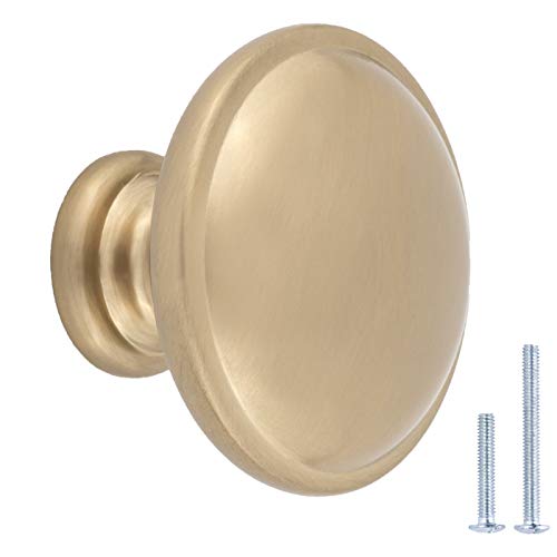 Amazon Basics Mushroom Pomo para gabinete, 1,19 pulgadas de diámetro, champán dorado, paquete de 10