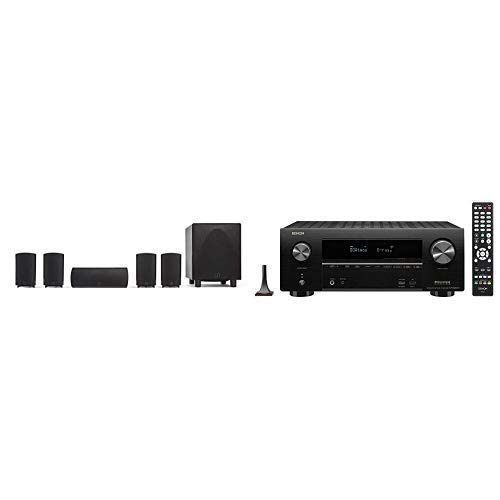 Definitive Technology ProCinema 6D + Denon AVR-X2600H Receiver – Compact 5.1 Channel Home Theater Speaker System (2019 Model) | Powered Subwoofer, Center Channel, 4 Speakers, 7.2 Channel AVR
