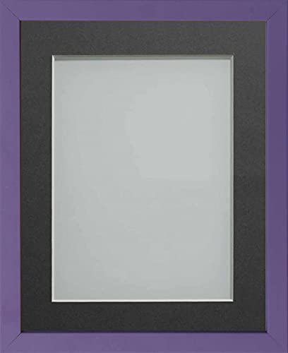 Frame Company Jellybean Range Purple Wooden 14x11 inch Picture Photo Frame with Grey Mount for Image 10x7 inch * Choice of Colours & Sizes* Fitted with Perspex