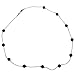 Black Onyx Stone Beads Station Illusion Sterling Silver Chain Necklace, 20