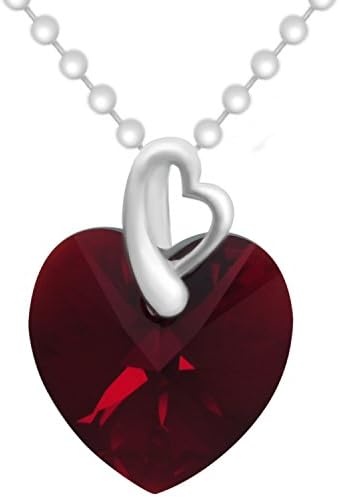 Royal Crystals "Made with Swarovski Crystals" Dark Red Heart Teardrop Pendant Necklace,18"