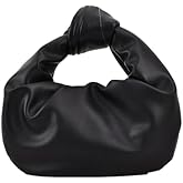 Women's Wrinkled Leather Cloud Shape Knotted Handbag Fashion Y2K Dumpling Underarm Hobo Clutch Purse for Party Shopping