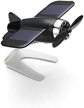 Car Solar Energy Aircraft Model Ornaments Styling Solar Powered Plane for Car Decoration (Black)