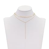 Zealmer Long Adjustable Lariat Choker Necklace Discs Chain Thin Chokers For Women