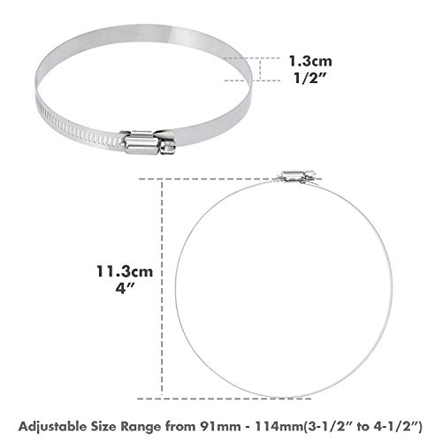 Selizo 12Pcs Hose Clamps, 4 Inch Hose Clamp 304 Stainless Steel Hose