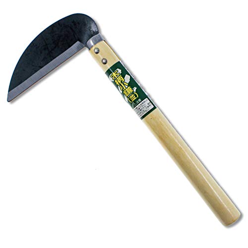 OTSUMAMI TOKYO Handy Sized Grass Sickle for Weeding, Harvesting, Wooden Handle, Japanese Style Sickle, 10.7 Inches, Sturdy and Sharp