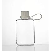 IDIDG Flat Water Bottle Travel Flask Portable 8.2 oz BPA Free Tritan Square Small Water Bottles Leakproof Slim Water Bottle for Purse Travel Pocket Sports Fitness (Grey, 8.2 OZ)