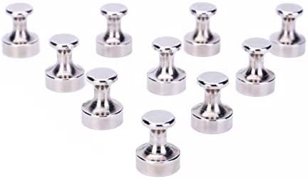 Magnetic Push Pins,Whiteboard Magnets Heavy Duty Neodymium Rare Earth Ideal for Home School Classroom and Office,Refrigerator(Silvery White, Pack of 10)