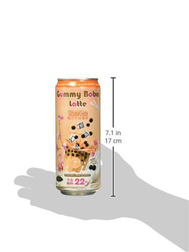 O’S BUBBLE GUMMY BOBA LATTE CANNED BUBBLE TEA DRINK WITH CHEWY BOBA PEARLS (KONJAC), 22% WHOLE MILK BLEND, 470ML(15.9 FL OZ/CAN), THAI TEA, (PACK OF 12)