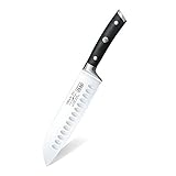 SHAN ZU Santoku Knife 7 Inches German High Carbon Stainless Steel Knife with Black Handle