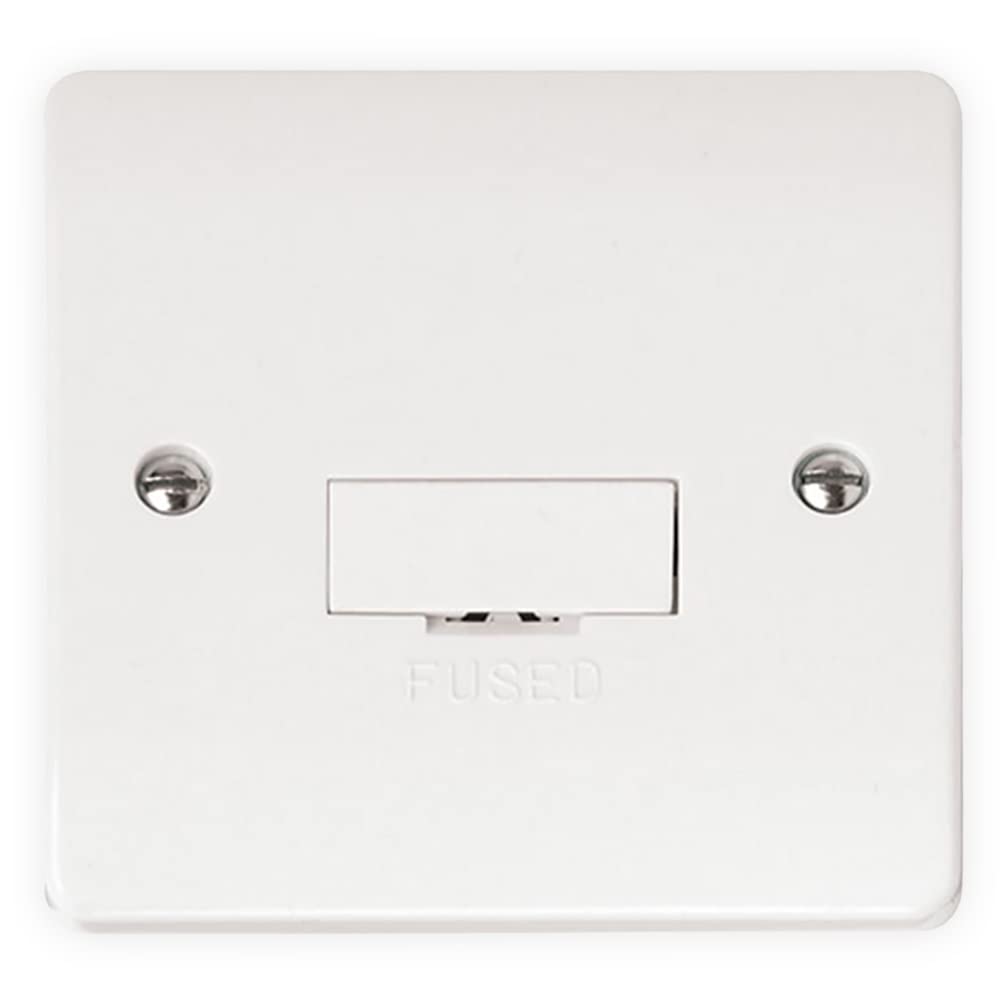 Standard White Fused Connection Unit, 13A Single Fused Unit, Premium Curved Edge Fused Connection Unit, Anti-Microbial Plastic Wall (FCU) (13A FCU)