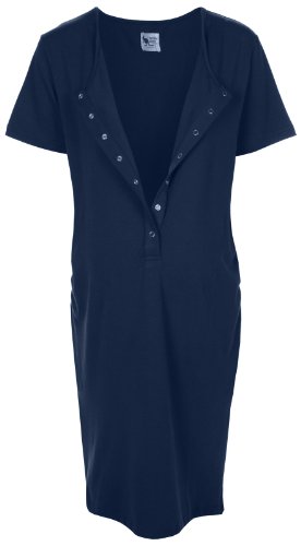 BambooMama Women's Birthing Shirt - For Pregnancy, Labor and Nursing -Small (Pre-pregnancy US Size 4-6)-Midnight Blue