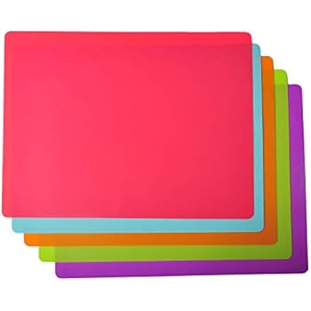 KindGa Placemats for Kids, Silicone Placemat Set for Dining Kitchen Table, Flexible Dining Mat for Kids Baby Toddler, Waterproof Non Slip Washable Reusable Easy to Clean (5 Pack)