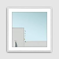 Framed Canvas Wall Art Geometric Building Canvas Prints Home Artwork Decoration for Living Room,Bedroom - 16x16 inches