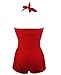 Fashion Womens Vintage Athletic Swimsuits Push Up Tummy Control One Piece Plus Bathing Suit Boyshort Swimwear Vintage Red XL (US:6-8)