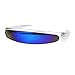 SA106 Mirror Lens Monolens Cyclops Robotic Futuristic Sunglasses Silver - Blue Mirror
