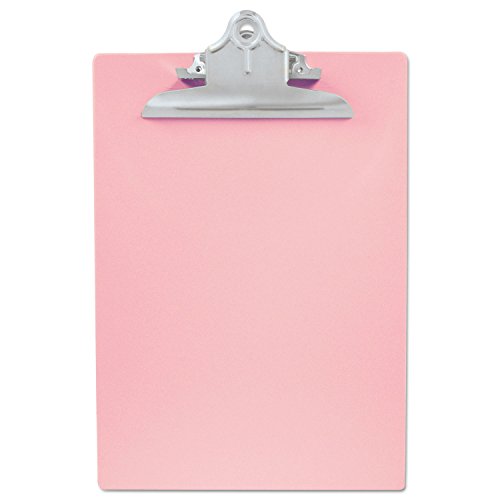 Saunders 21800 Recycled Plastic Clipboard with Ruler Edge 1" Clip Cap 8 1/2 x 12 Sheets Pink