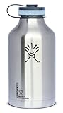 Hydro Flask Insulated Stainless Steel Wide Mouth Water Bottle and Beer Growler, 64-Ounce, silver