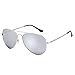 MT MIT Classic Aviator Polarized Mirrored Lens Metal Frame UV400 Sunglasses for Men Women(Silver)